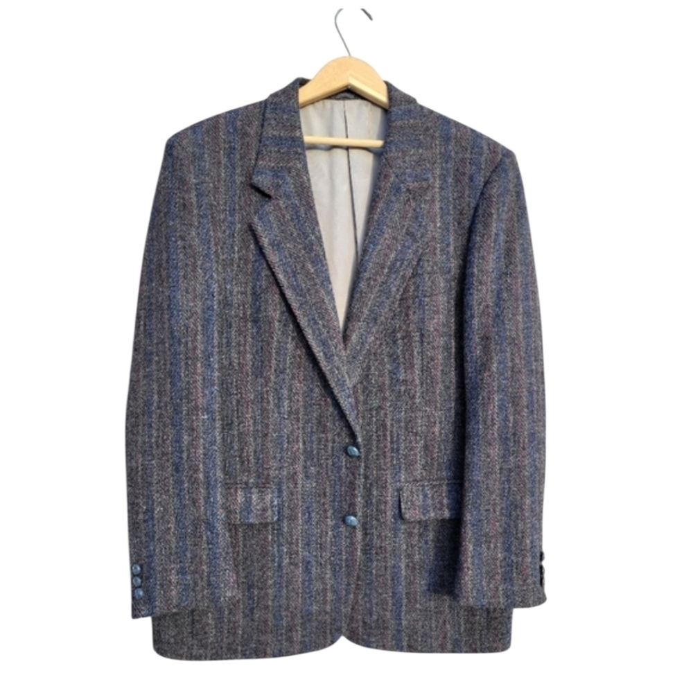 Harris Tweed 100% Wool Multicolor Striped Men's Blazer Classic Heritage